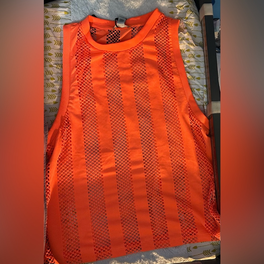 Forever 21 Neon Orange Mesh Tank Top